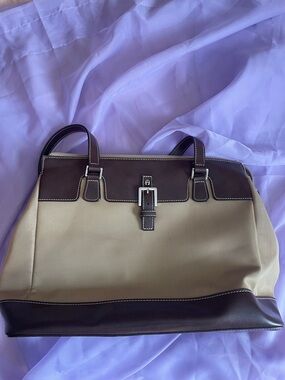 Classic Two-Tone Brown and Cream Men's Tote Bag